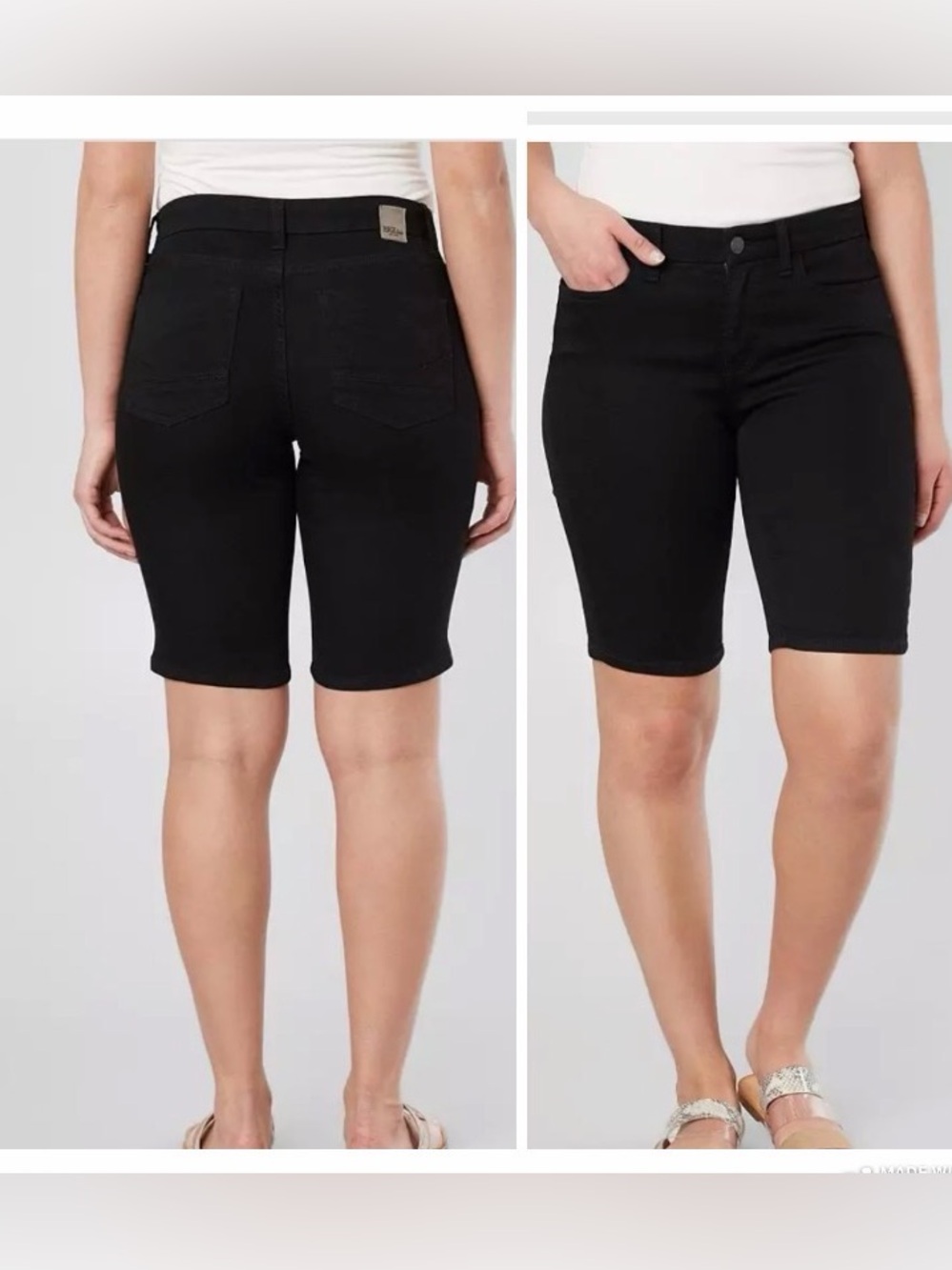 BKE Buckle Gabby Bermuda Stretch Shorts Women's 31 Black Denim High Rise Curvy